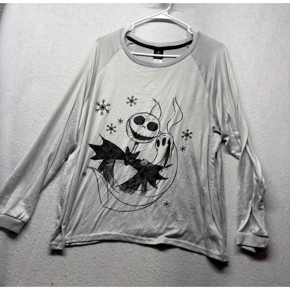 Disney pajama set Nightmare Before Christmas Gray Black 2XL Plus Size 18-20W - Picture 2 of 6